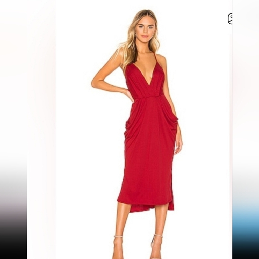 BCBG x Revolve Sleeveless Midi Dress Drape Pockets M